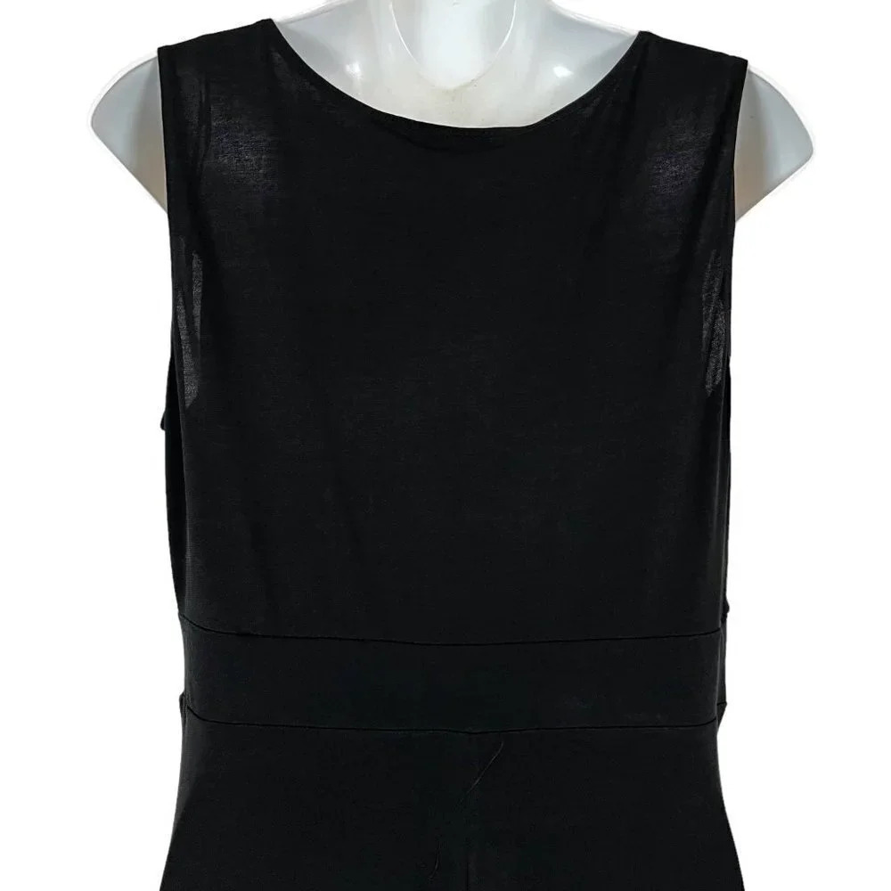 Madison Leigh Womens Black Pink Sleeveless Jersey Knit Stretch Midi Dress sz 10 - Picture 12 of 16